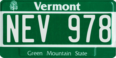 VT license plate NEV978