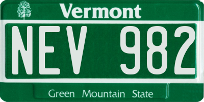 VT license plate NEV982