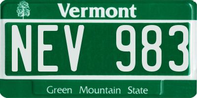 VT license plate NEV983