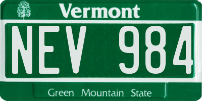 VT license plate NEV984