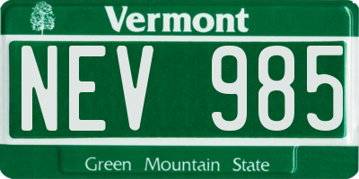 VT license plate NEV985