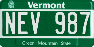 VT license plate NEV987