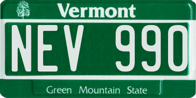 VT license plate NEV990