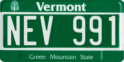 VT license plate NEV991