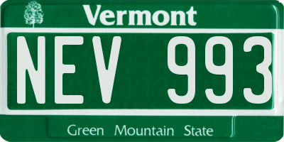 VT license plate NEV993
