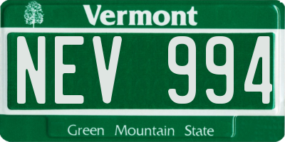 VT license plate NEV994