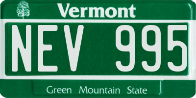 VT license plate NEV995
