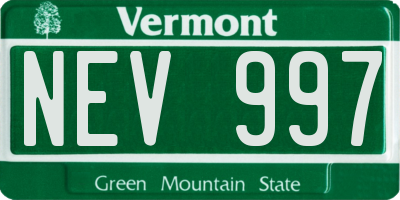 VT license plate NEV997
