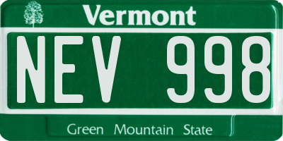 VT license plate NEV998