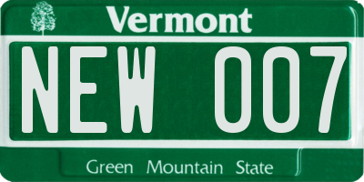 VT license plate NEW007