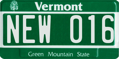 VT license plate NEW016