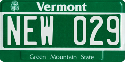 VT license plate NEW029
