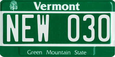 VT license plate NEW030