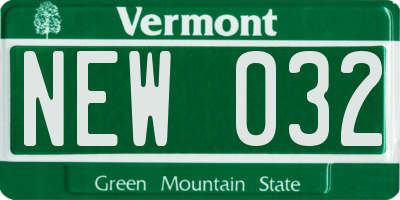 VT license plate NEW032
