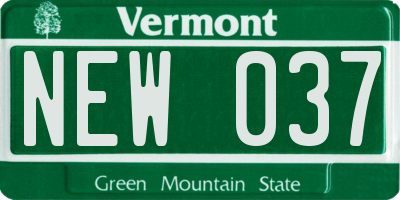 VT license plate NEW037