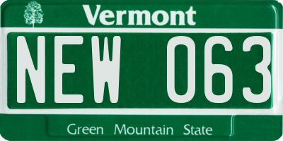 VT license plate NEW063