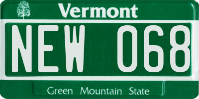 VT license plate NEW068