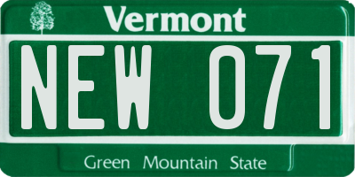 VT license plate NEW071