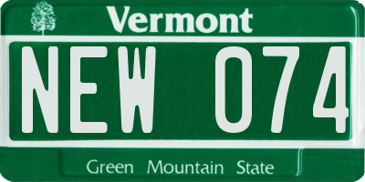 VT license plate NEW074