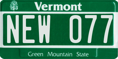 VT license plate NEW077