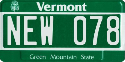 VT license plate NEW078