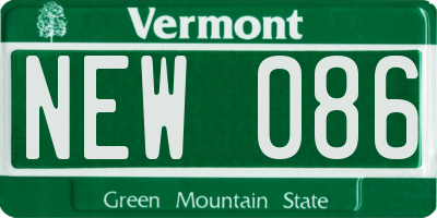 VT license plate NEW086