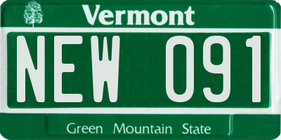 VT license plate NEW091