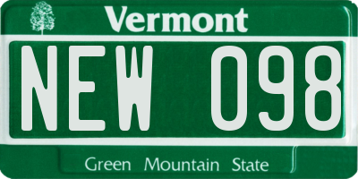 VT license plate NEW098