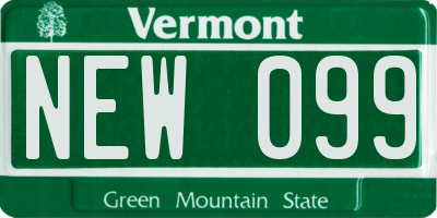 VT license plate NEW099
