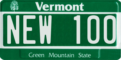 VT license plate NEW100