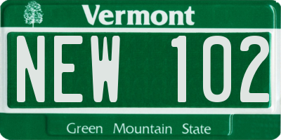 VT license plate NEW102