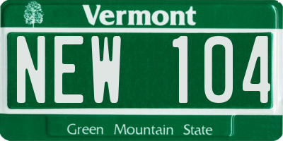 VT license plate NEW104