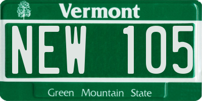 VT license plate NEW105