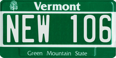 VT license plate NEW106