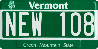 VT license plate NEW108