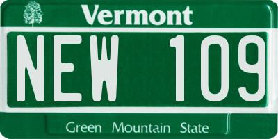 VT license plate NEW109