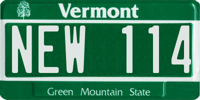 VT license plate NEW114