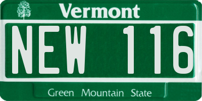 VT license plate NEW116