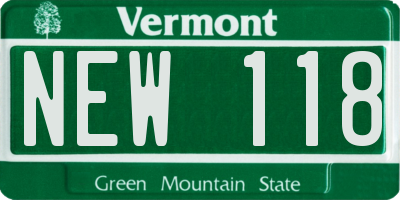 VT license plate NEW118