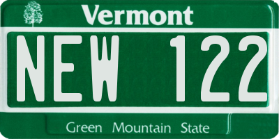 VT license plate NEW122
