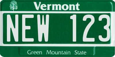 VT license plate NEW123