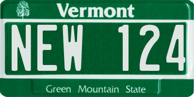 VT license plate NEW124