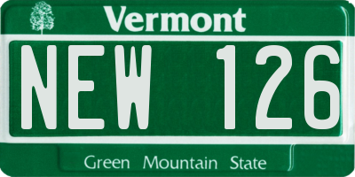 VT license plate NEW126