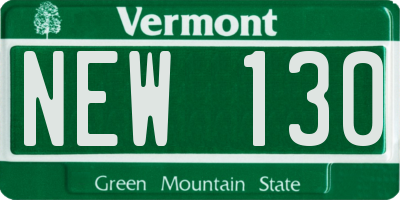 VT license plate NEW130