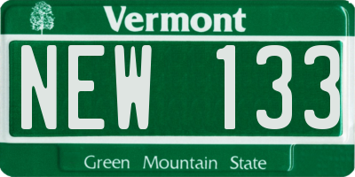 VT license plate NEW133