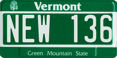 VT license plate NEW136