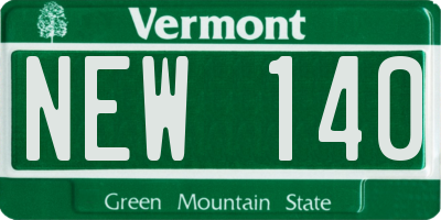 VT license plate NEW140