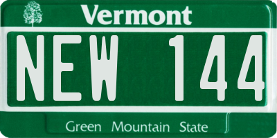 VT license plate NEW144
