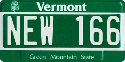 VT license plate NEW166