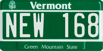 VT license plate NEW168